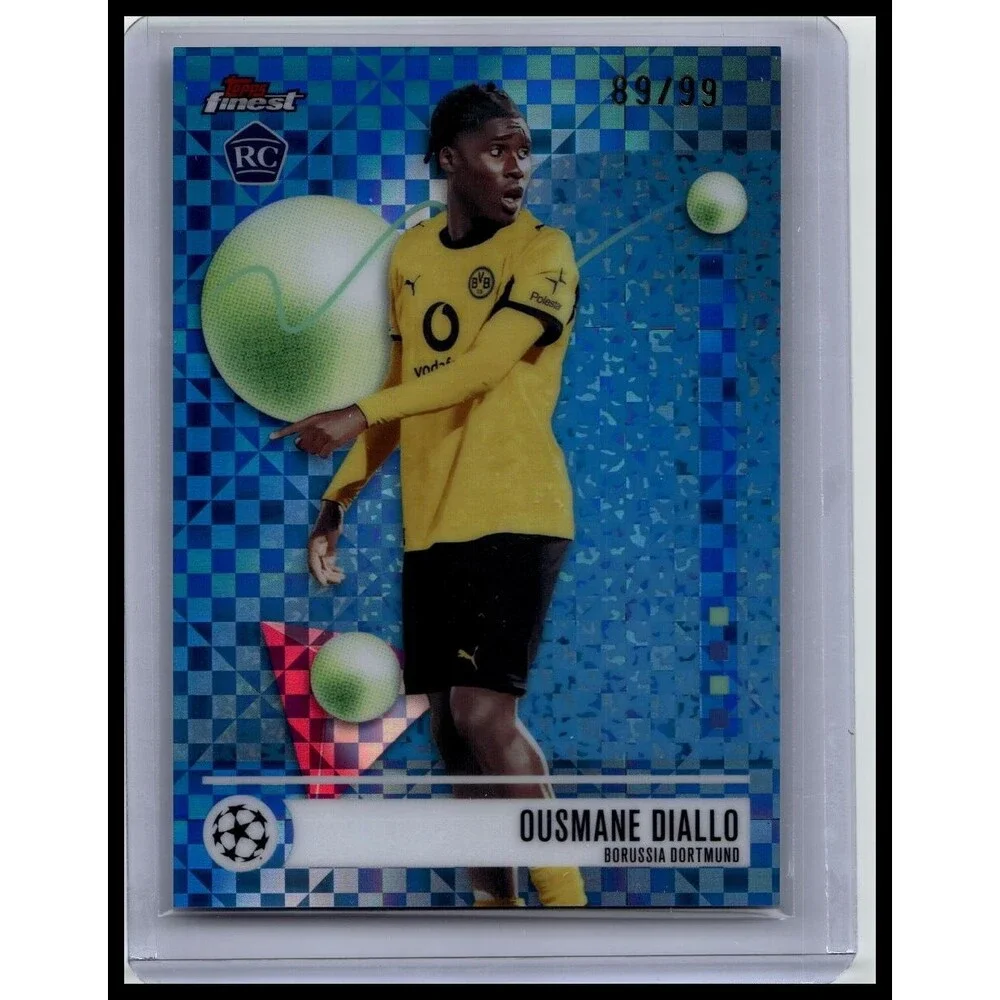 2025-26 Finest UEFA Ousmane Diallo #43 Borussia Dortmund Blue Checkerboard #/99